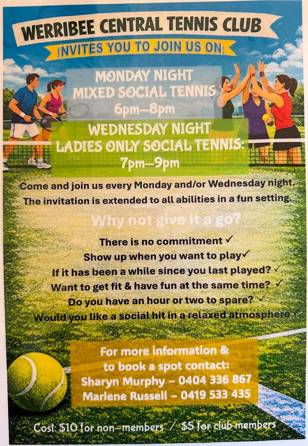 Werribee Central Tennis Club social tennis flyer